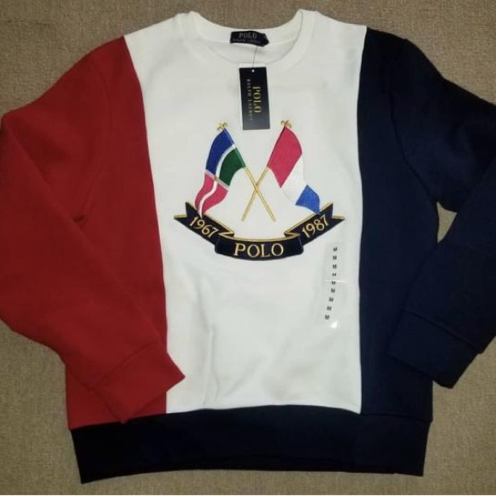 NWT Polo by Ralph Lauren XL tri colour cross flags sweatshirt